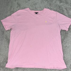 Vintage Polo Ralph Lauren Light Pink Crewneck W/Yellow Pony Horse T Shirt XXL